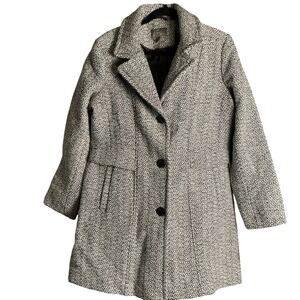 Gallery New York Women's Black White Tweed Coat Jacket Size Large